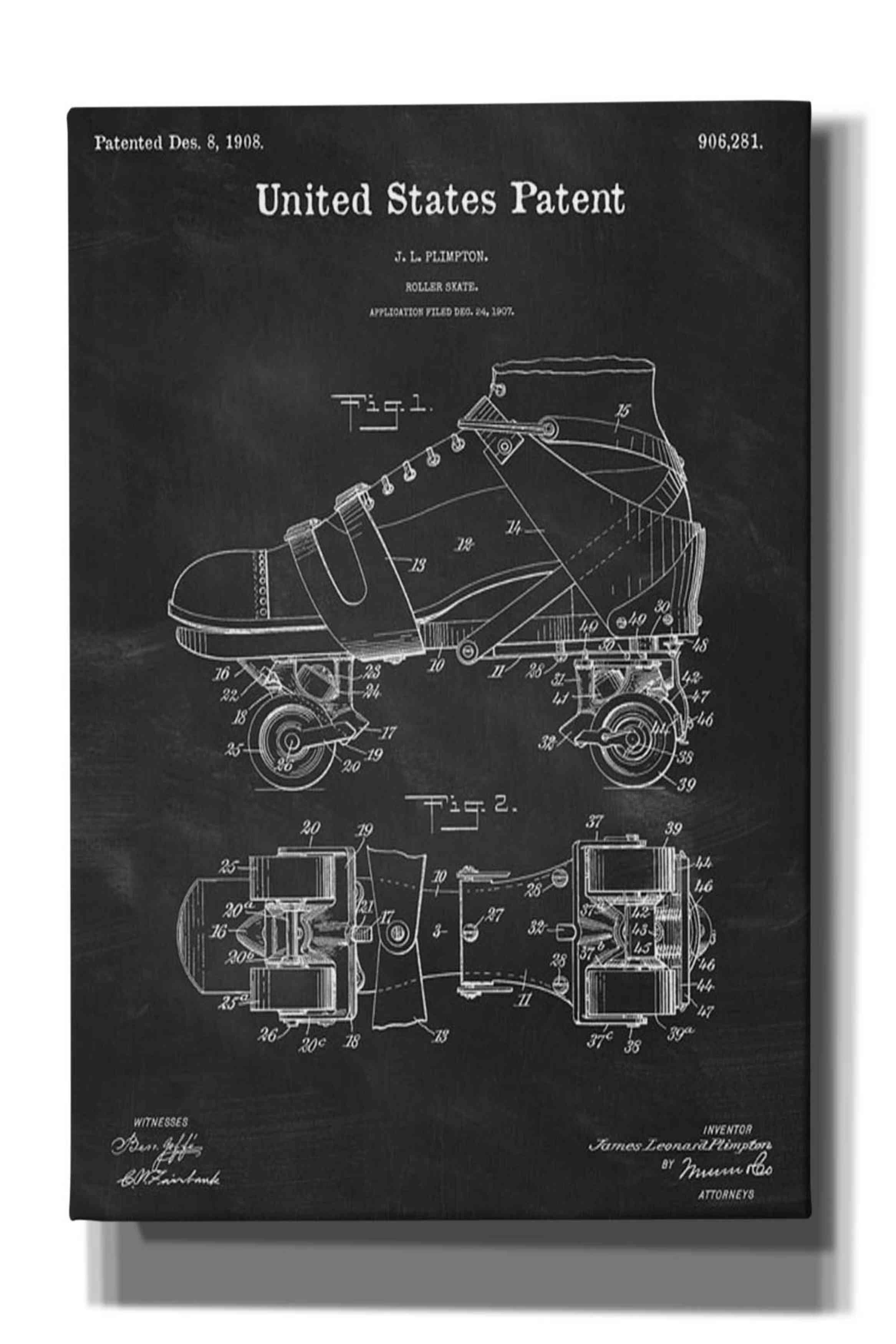 Williston Forge Roller Skates Blueprint Patent Chalkboard Wrapped