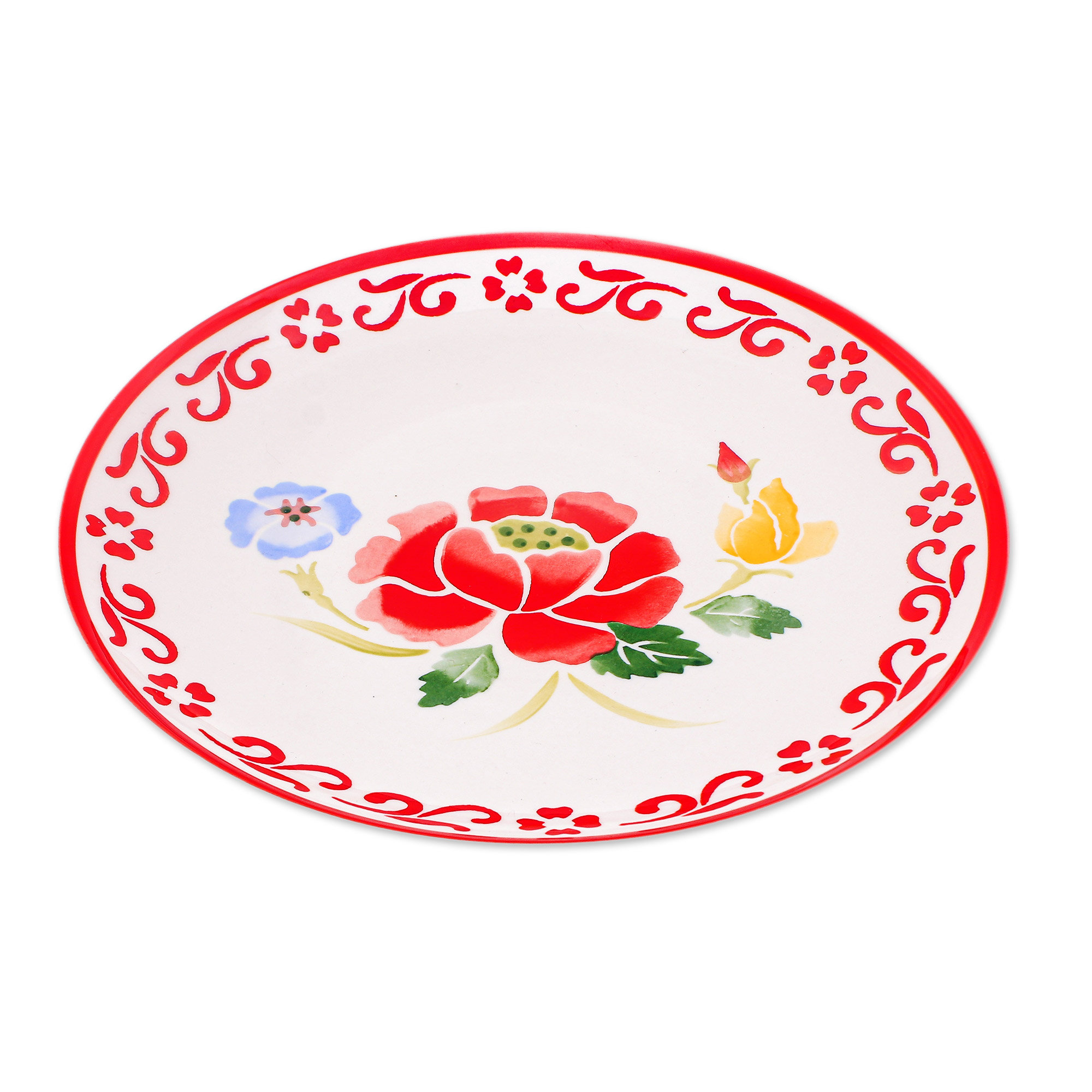 Red Barrel Studio Handmade Poppy Garden In Red Ceramic Dinner Plate