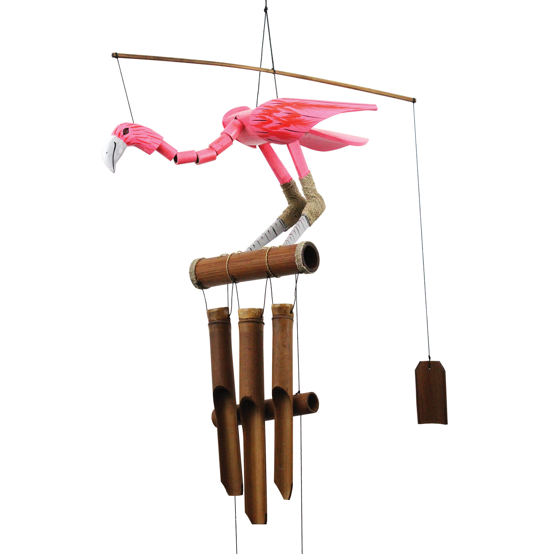 Bay Isle Home Hadden Flamingo Bobbing Head Bamboo Wind Chime Wayfair