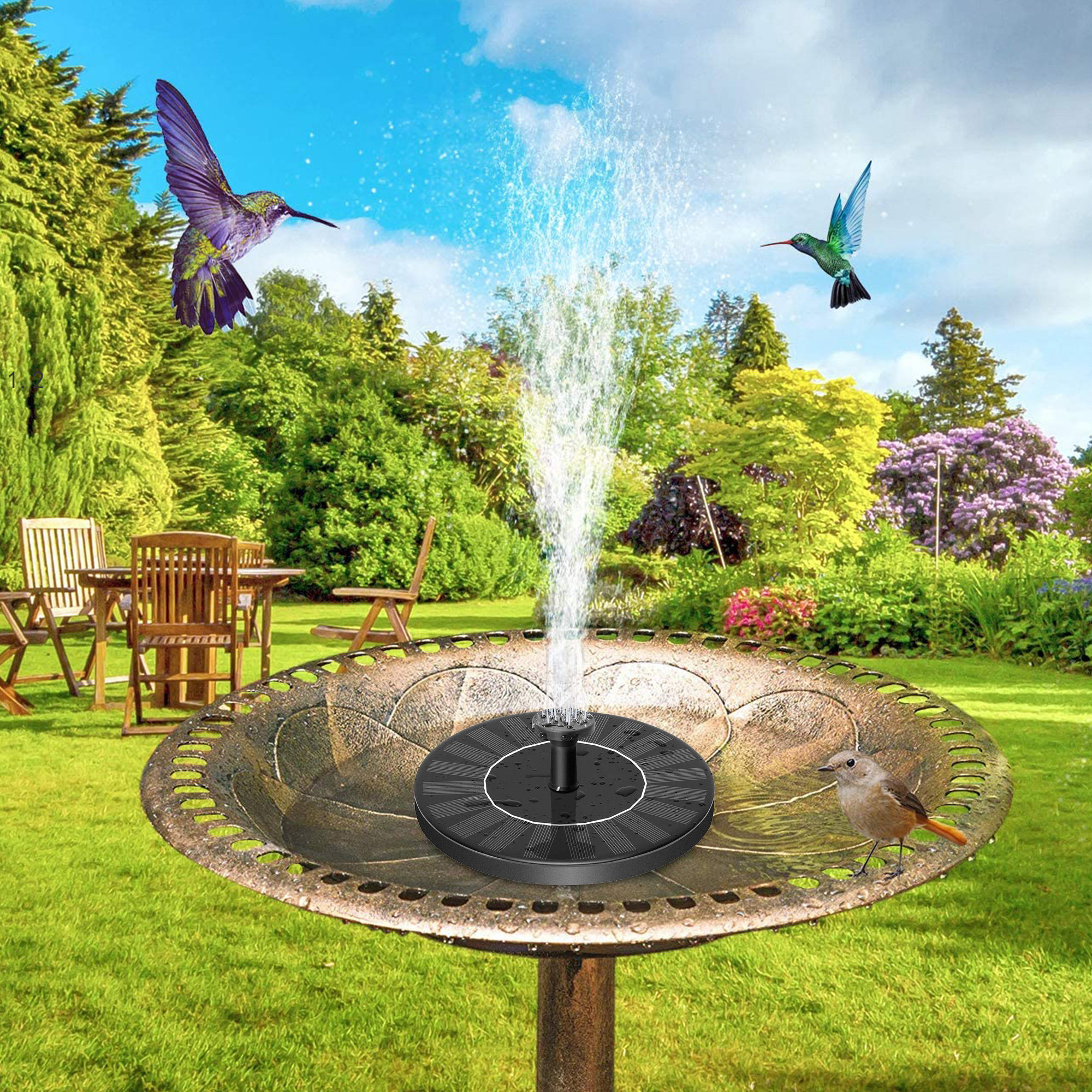 Arlmont Co Kailar W Freestanding Floating Solar Bird Bath