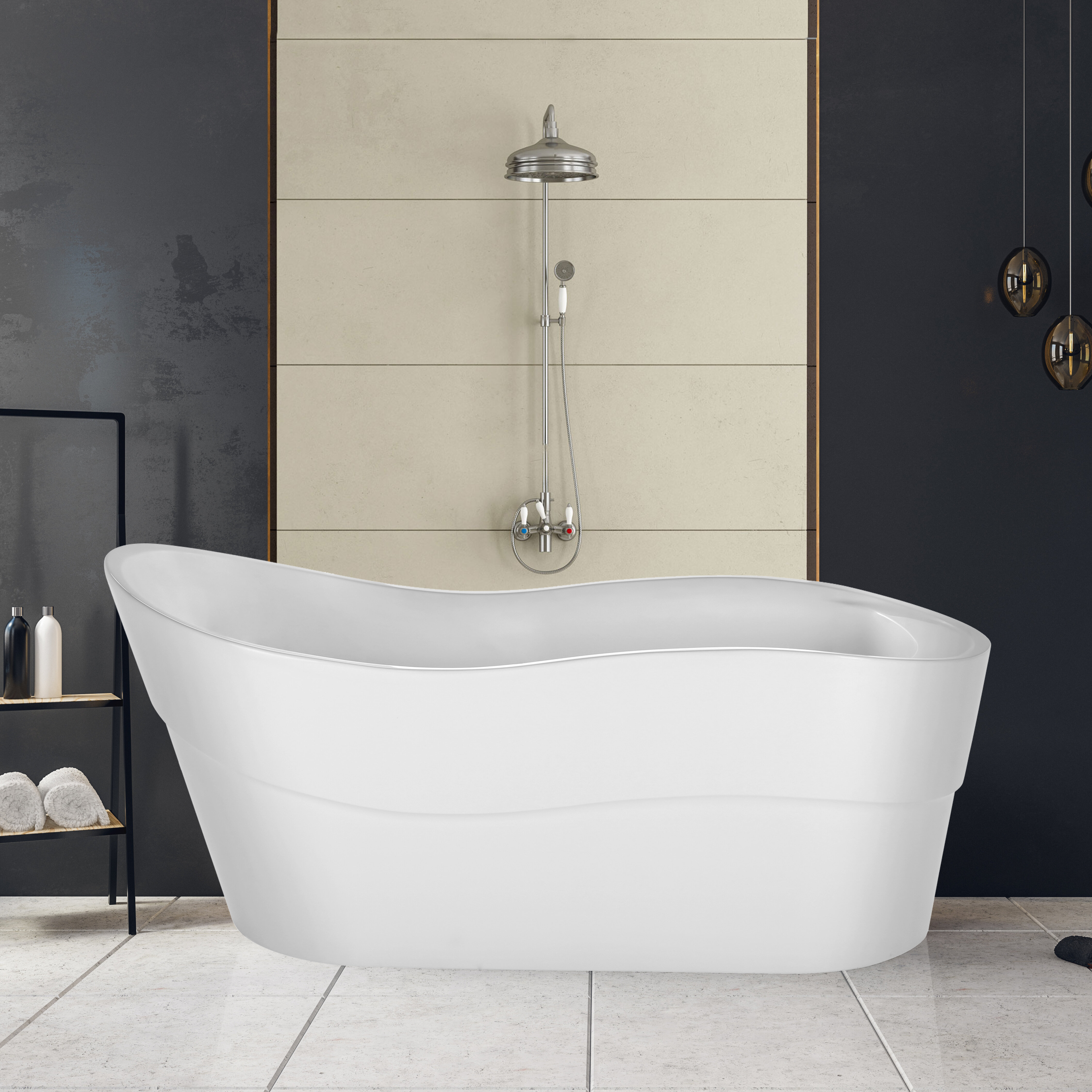 Empava Luxury X Freestanding Soaking Fiberglass Bathtub