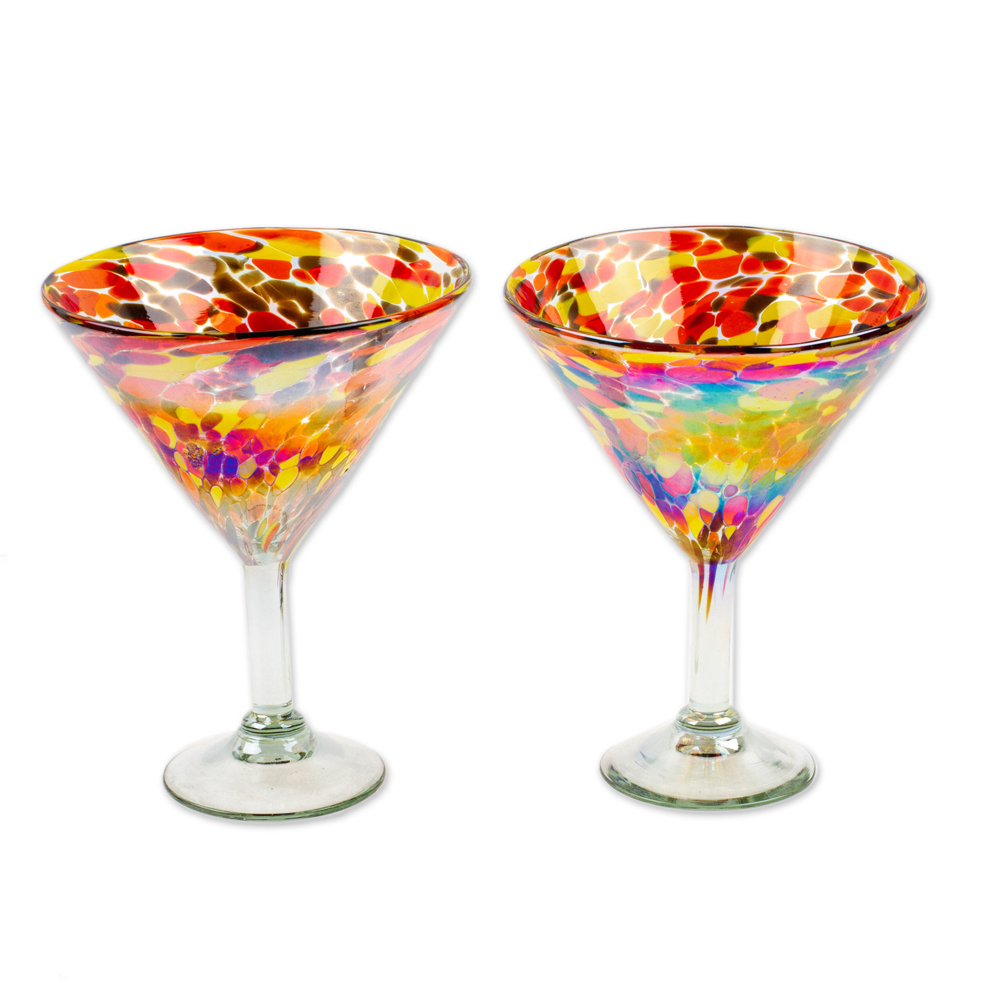 Ivy Bronx Handmade Bright Confetti Handblown Recycled Glass Martini