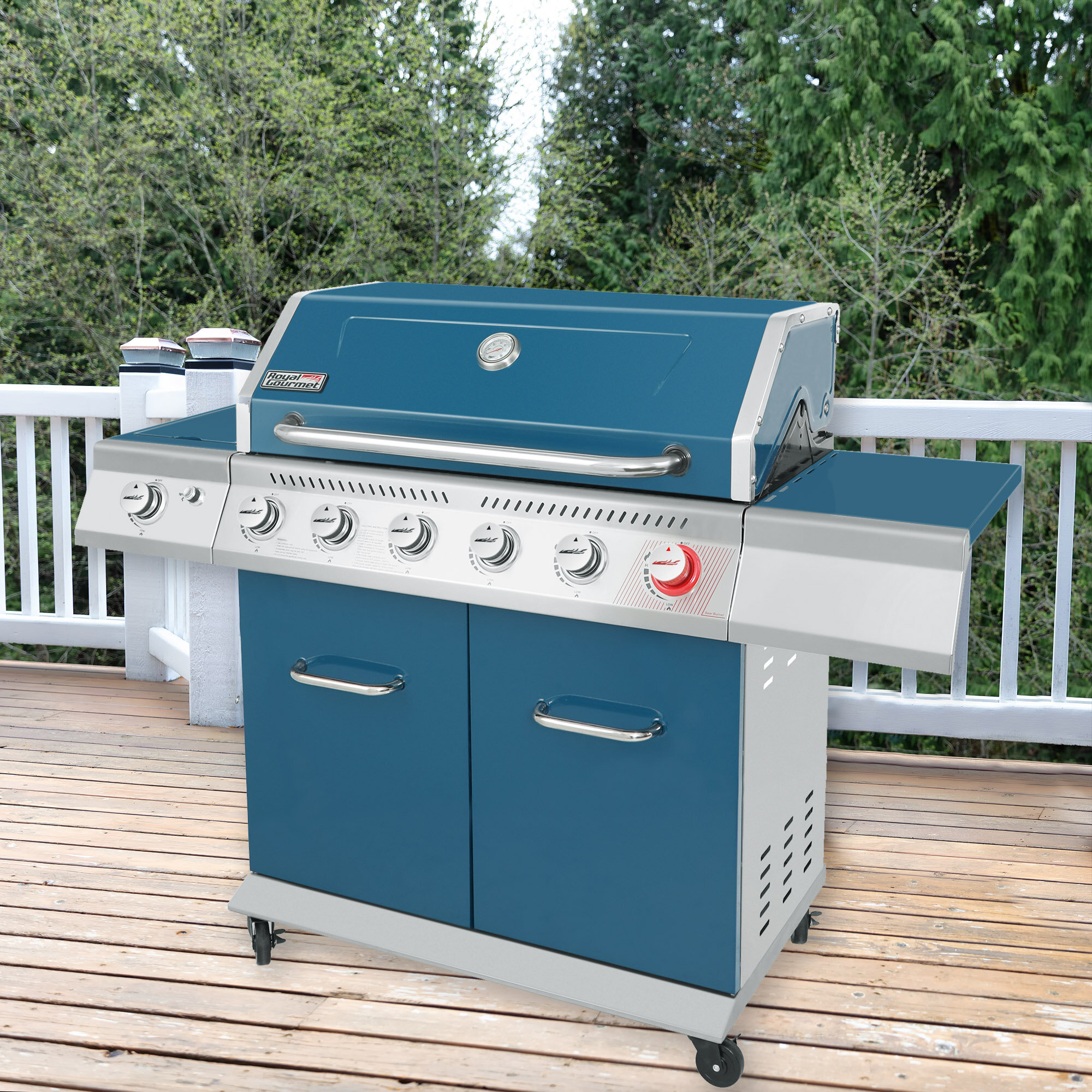 Royal Gourmet Barbecue au propane liquide sur pied à 6 brûleurs 74 000