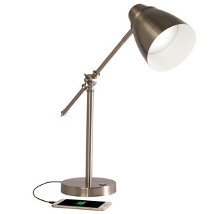 Wellness OttLite Harmonize LED Desk Lamp - 2.1A USB Charging Port, 3 Brightness Settings, Brushed Nickel