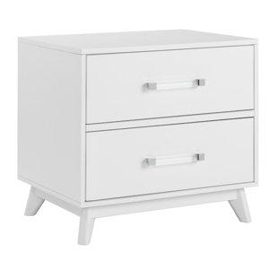 OXFORDBABY Holland 2 Drawer Nightstand, Acrylic Handles, Undermount Drawer Glides