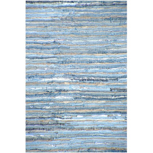ACURA RUGS Handmade Leather Blue Rug