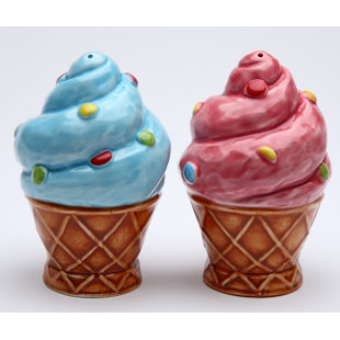 Cosmos Gifts Ceramic Ice Cream Salt and Pepper Shaker Set