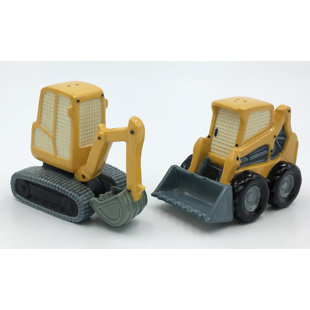 Cosmos Gifts Porcelain Construciton Machine Salt and Pepper Shaker Set