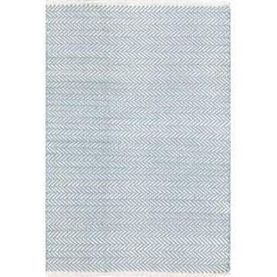 DASH AND ALBERT RUGS Herringbone Swedish Blue Handwoven Cotton Rug