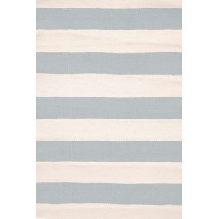 DASH AND ALBERT RUGS Catamaran Stripe Light Blue/Ivory Handwoven Indoor/Outdoor Rug
