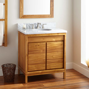 SIGNATURE HARDWARE Becker 31'' Free Standing Single Bathroom Vanity with Marble Top