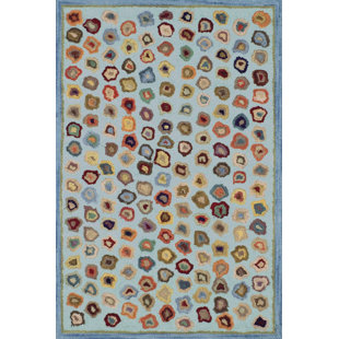 DASH AND ALBERT RUGS Cat'S Paw Blue Hand Micro Hooked Wool Rug