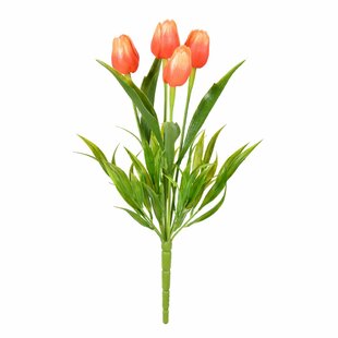 PRIMRUE 17" Artificial Tulip Bush, UV Coated (Set of 2)