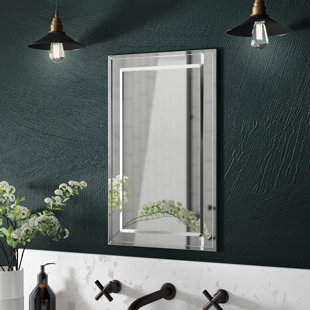 MERCER41 Graford W 26'' H Recessed Frameless Medicine Cabinet with Mirror and 2 Adjustable Shelves