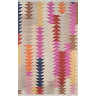 CORRIGAN STUDIO® Sajata Geometric Handwoven Wool Gray/Pink/Beige Area Rug