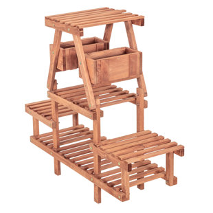 LEISURE SEASON Wood Weather Resistant Plant Stand