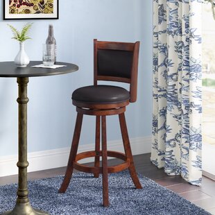 DARBY HOME CO Enmore Swivel Upholstered Counter Stool with Solid Wood Frame