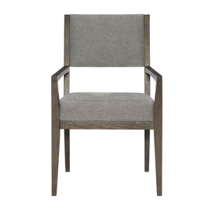 BERNHARDT Linea Upholstered Arm Chair in Cerused Charcoal (Set of 2)