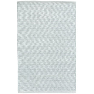 DASH AND ALBERT RUGS Herringbone Light Blue/Ivory Handwoven Indoor/Outdoor Rug
