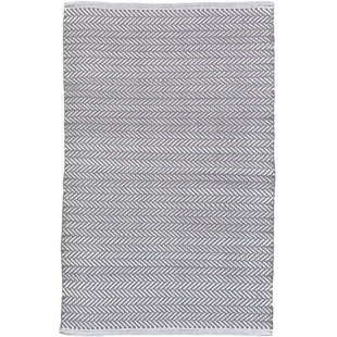 DASH AND ALBERT RUGS Herringbone Shale/White Handwoven Indoor/Outdoor Rug