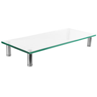 Mount-It! Tempered Glass Monitor Stand Computer Desktop Riser Fits 24 - 32 Inch Screens, 66 Lbs.
