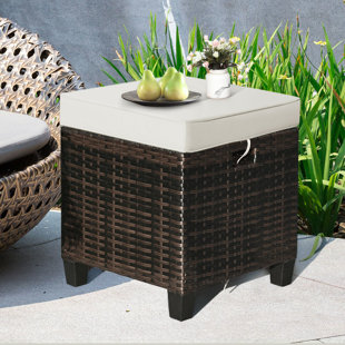EBERN DESIGNS Collbran Wicker Outdoor Ottoman (Set of 2)