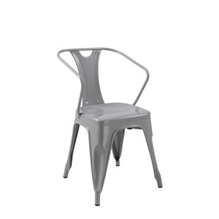 WILLISTON FORGE Alisa Metal Slat Back Arm Chair (Set of 4)