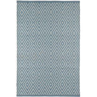 DASH AND ALBERT RUGS Diamond Slate/Light Blue Handwoven Indoor/Outdoor Rug