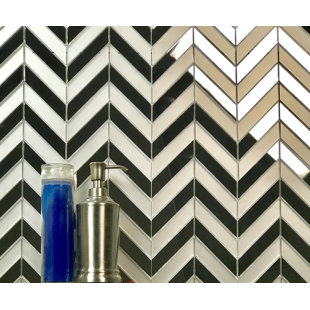 ABOLOS Musico 1 in. x 4 in. Glass & Mirror Straight Edge Herringbone Mosaic Decorative Kitchen & Bathroom Wall Tile