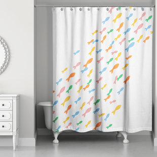 DESIGNS DIRECT CREATIVE GROUP Colorful School of Fish Shower Curtain