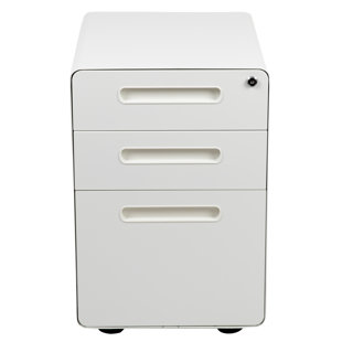 EBERN DESIGNS Concho Ergonomic 3-Drawer Mobile Locking Filing Cabinet Storage Organizer