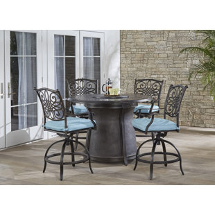 FLEUR DE LIS LIVING Thibault 4 - Person Round Outdoor Dining Set with Cushions