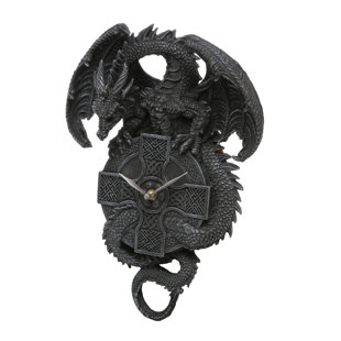DESIGN TOSCANO The Celtic Timekeeper Sculptural Dragon Wall Clock