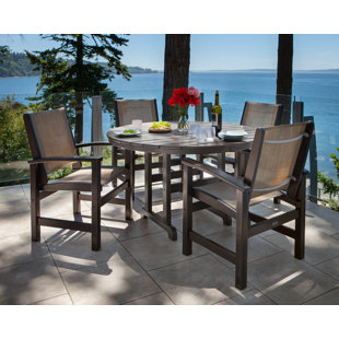 POLYWOOD® Coastal 5-Piece Round Farmhouse Dining Set
