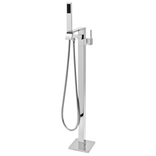 AKDY 1-Handle Freestanding Floor Mount Roman Tub Faucet Bathtub Filler with Hand Shower in Chrome