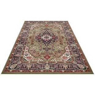 NOURISTAN Skazar Isfahan Orient Teppich - Kurzflor Orientalisch für Wohnzimmer, Esszimmer, Flur - Grün