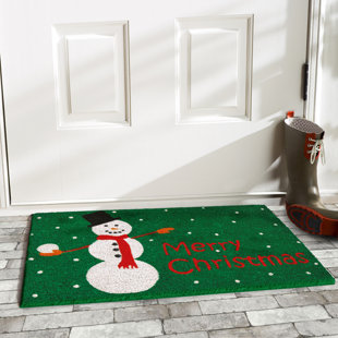 THE HOLIDAY AISLE® Amiri Christmas Snowman 29 in. x 17 in. Non-Slip Outdoor Door Mat