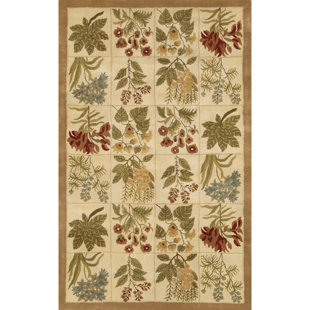 CHANDRA RUGS Rain Floral Handmade Tufted Wool Beige Area Rug
