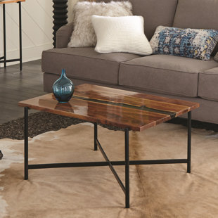 FOUNDRY SELECT Kinden Industrial Solid Wood Acrylic Rectangular Coffee Table