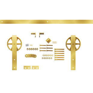GOLDBERG BROTHERS INC. Premium Wagon Wheel Strap Steel Single Door Barn Door Hardware Kit Standard Single