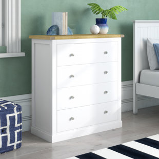 BEACHCREST HOME Nova 4 Drawer 90Cm W Solid Wood Chest Of Drawers