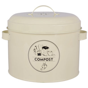 ESSCHERTDESIGN 1.6 Gallons Metal Odor Resistant Indoor Kitchen Composter with Latching Lid