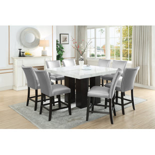 WADE LOGAN® Anxhela 9 - Piece Counter-Height Marble Dining Set