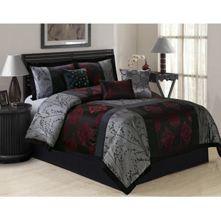 HOMECHOICE INTERNATIONAL GROUP 7 Piece Jacquard Comforter Set Asian Style Patchwork Bedding Set