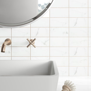 MEROLA TILE Classico Carrara 3" x 6" Ceramic MarbleLook Subway Tile