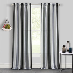 CANORA GREY Spangler Elegant Striped Modern Semi-Sheer Rod Pocket Window Curtain Panels