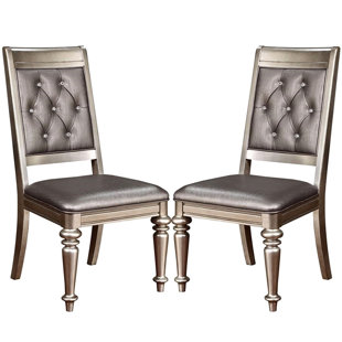 BSD NATIONAL SUPPLIES Tufted Leather Solid Back Side Chair (Set of 2)