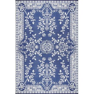 MAD MATS Garland Oriental Polypropylene Blue Indoor/Outdoor Area Rug - Reversible, UV Resistant