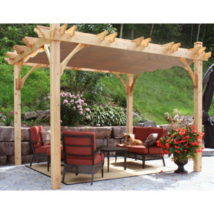 OUTDOOR LIVING TODAY 10 ft. W x 10 ft. D Cedar Wood Pergolas 4 post with Canopy