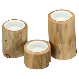 BIA KITCHEN & HOME BIA Cordon Bleu Wood Assorted Votives 2.75", 3.25" and 3.75", Set of 3